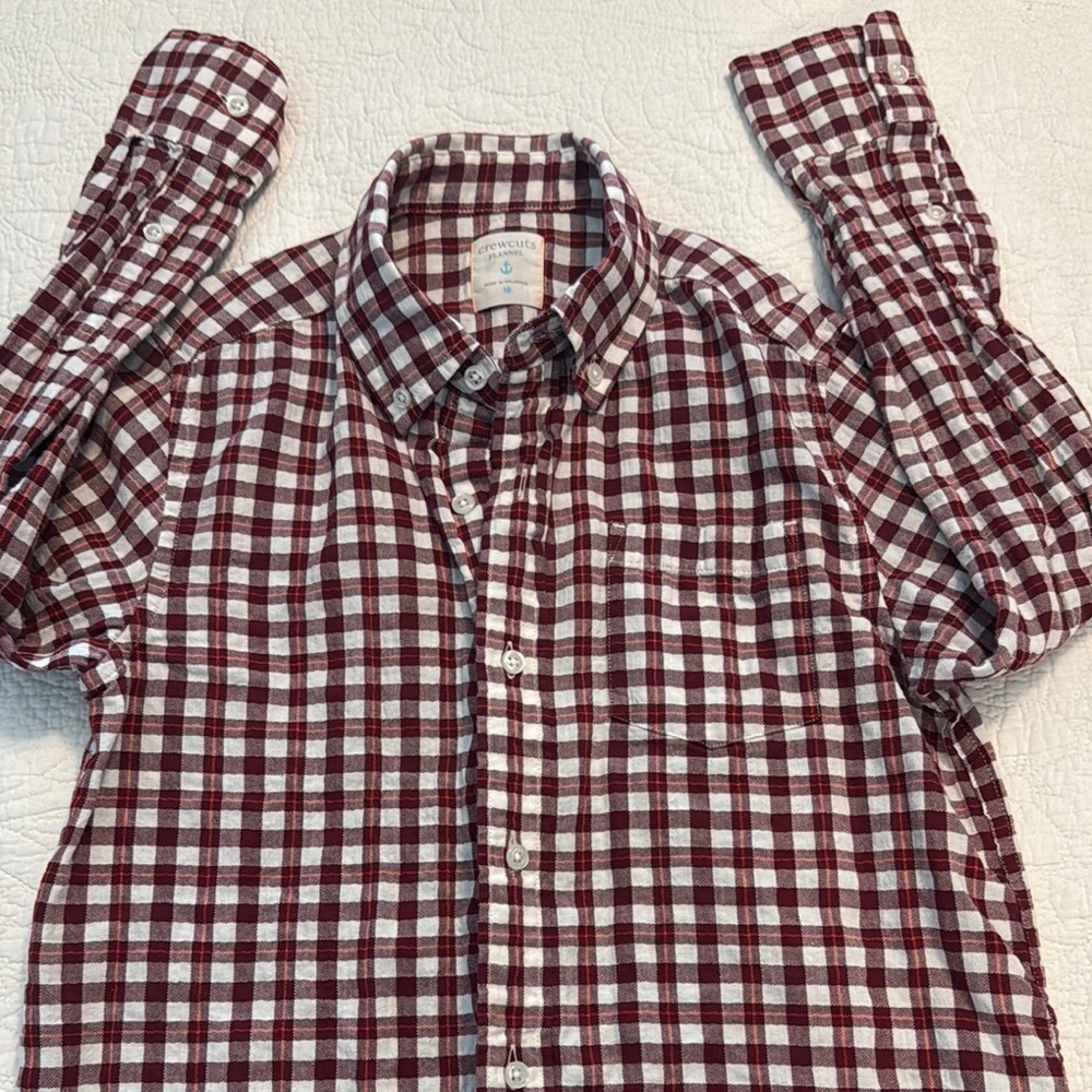 Kid’s Crewcuts Burgundy Checkered Flannel Long Sleeve Shirt